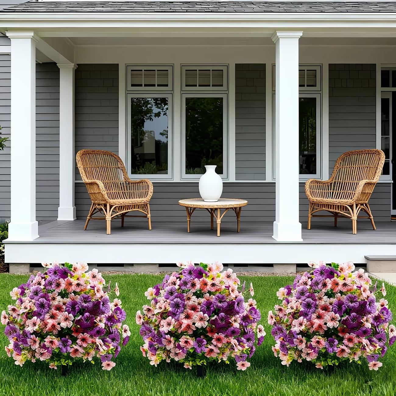 1/2 Pack Artificial Violet Tree with Ground Stake, UV Resistant Plastic Fake Flower Bush, Vibrant Faux Flowers, Decorative Faux Flowers, Artificial Flower Decorations, Colorful Flowers for Indoor Outdoor Easter Garden Wedding Decor, Artificial Plants