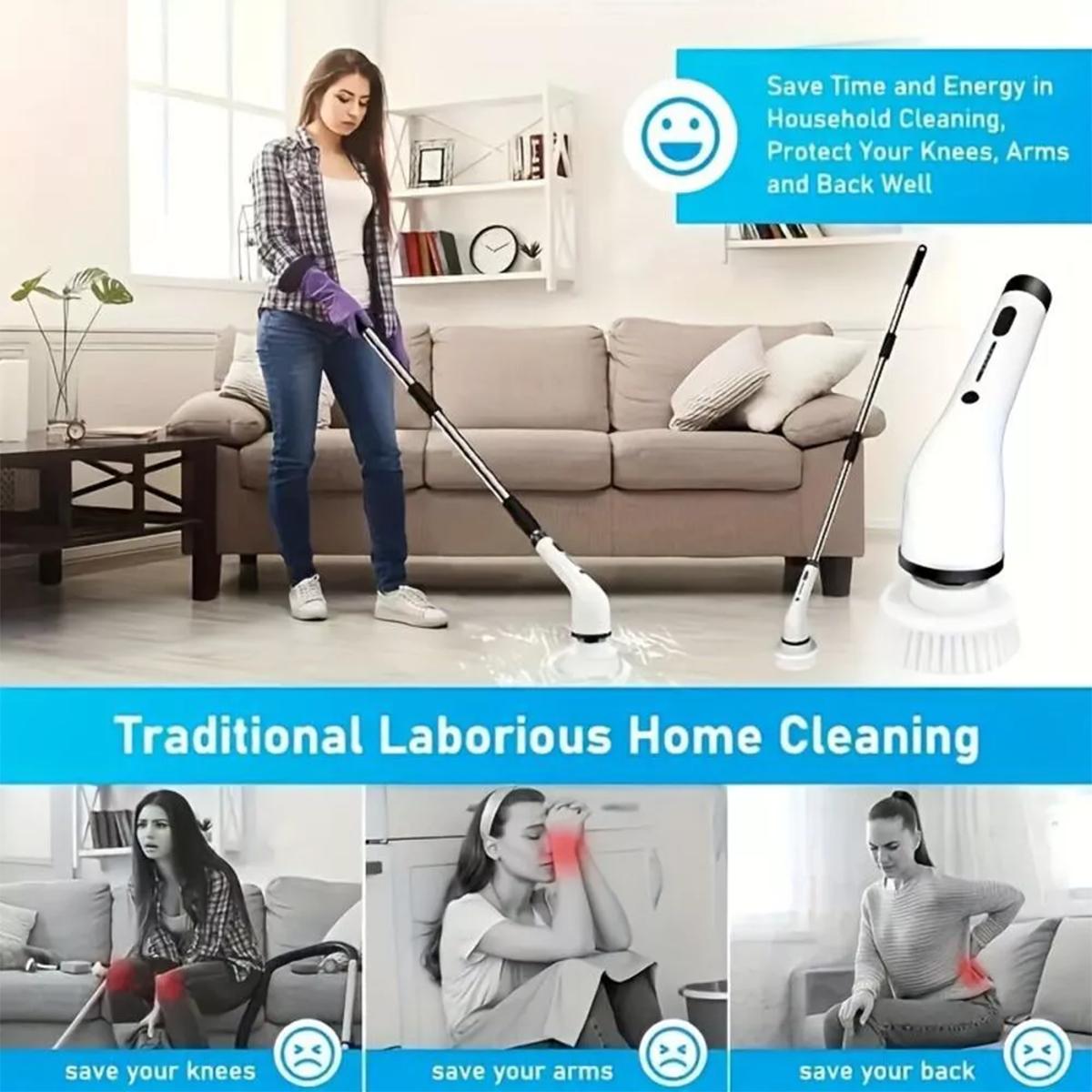 Electric Spin Scrubber, 2-Speed Shower Scrubber with Adjustable Extension Handle, Full-Body IPX7 Waterproof Cordless Electric Cleaning Brush with 4 Replaceable Brush Heads for Bathroom, Kitchen Corners, Toilet, Window, Car, Pool, tiktok shop deals