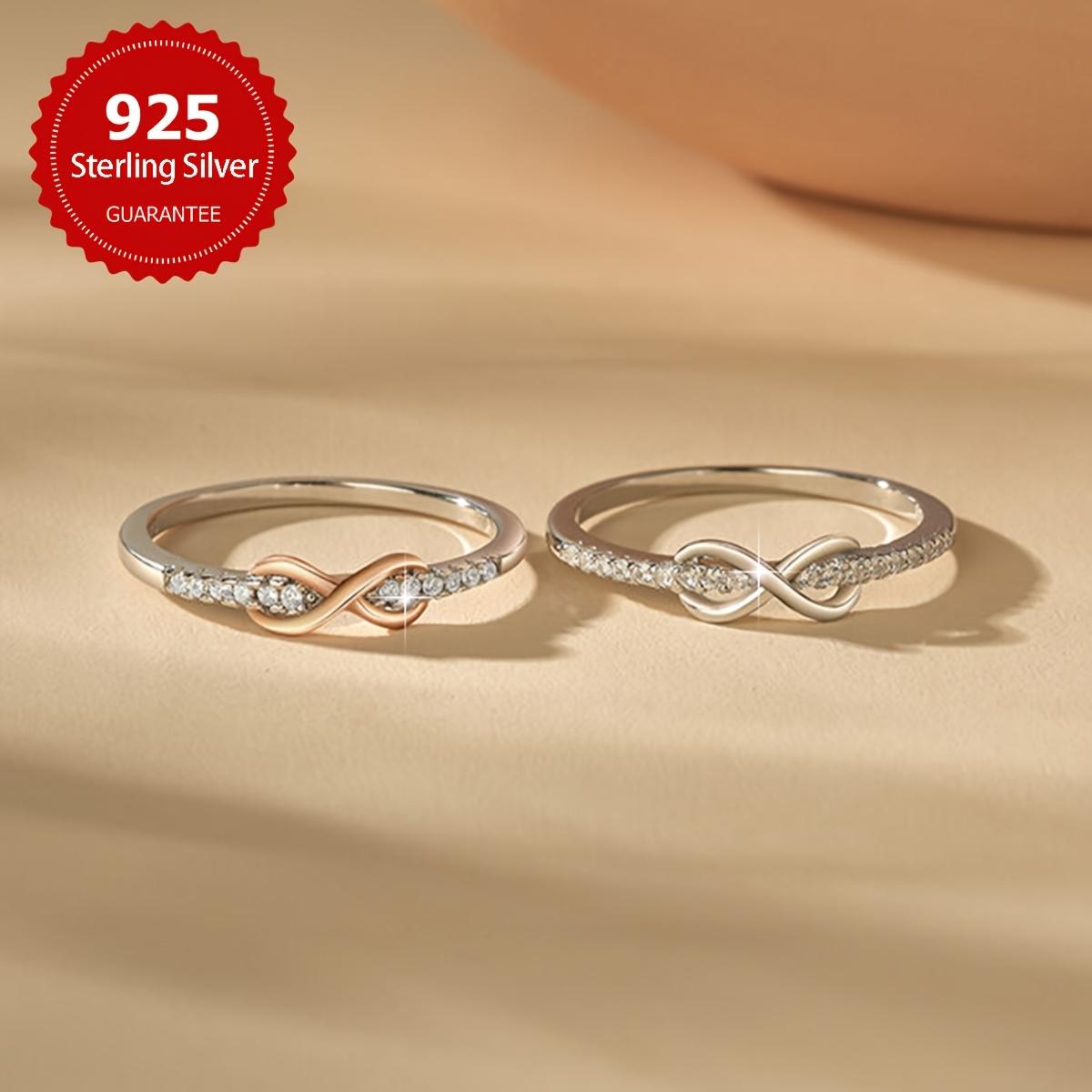 S925 Sterling Silver Wedding Ring Dainty Fresh Lucky 8 Loop Colorful Split Delicate Jewelry Gift for Women