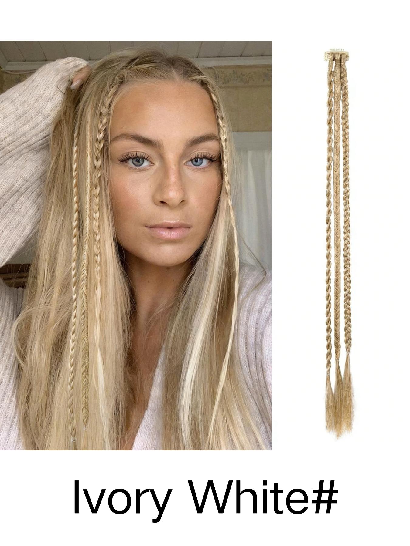 Bb Clip Single Card Three-Strand Braided Synthetic Hair Extension, Punk Style Small Braid, Suitable for Daily, Festival, Party Wear