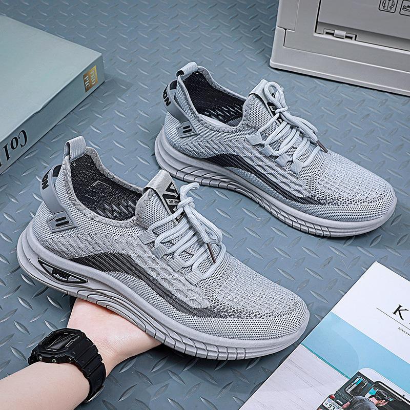 Men's Summer Thin Shoes 2026 New Versatile Mesh Running Shoes Breathable Sports Casual Flyknit Mesh Slip-On Shoes