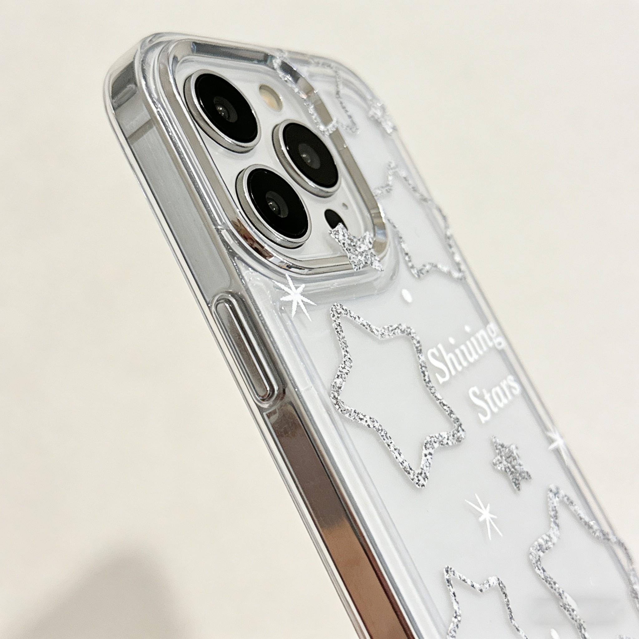 Flashy Star Shiuing Stars Phone Case, Transparent Anti-Drop Full Coverage, Compatible with iPhone 17/17 Pro Max, Cute Fairy Style