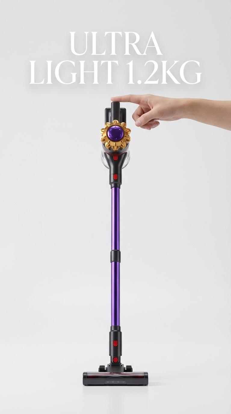 P7 Cordless Vacuum Cleaner, Handheld Wireless Vacuum, 350W Strong Suction with Green Light Dust Detection, Anti-Tangle Brush for Pet Hair, 1000mL Large Dust Cup, 6-Stage Hepa Filtration, Lightweight Stick Vacuum for Carpet Hard Floor Home