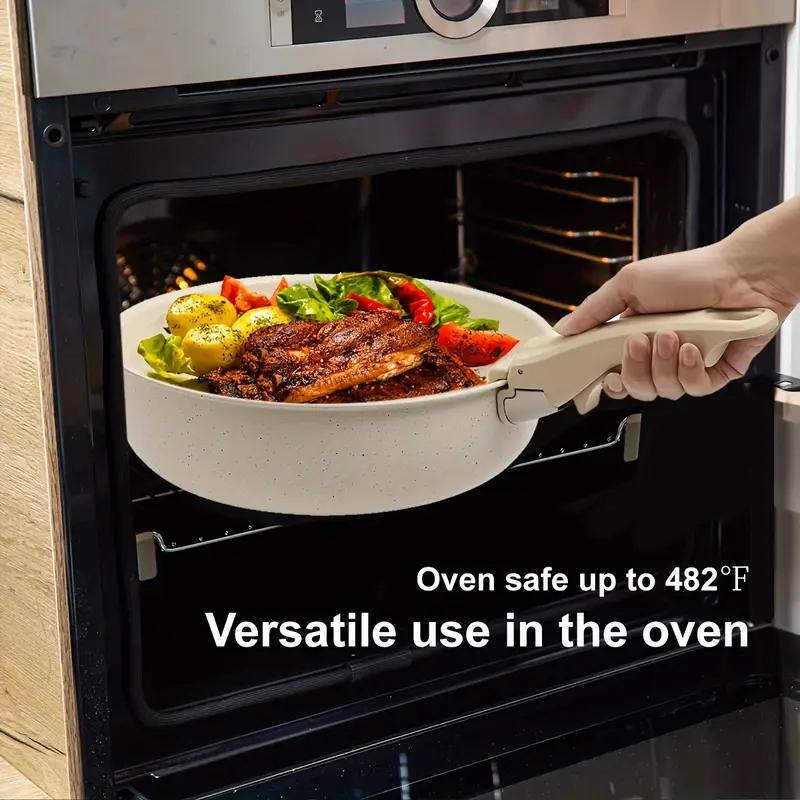 Portable Cookware Set - Lightweight non-stick removable cookware with pots and pans, space saving design suitable for small kitchens, easy to clean and compatible with electric stoves