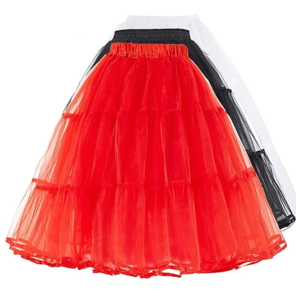 Women Long Tutu Skirt Tulle Crinoline Vintage Petticoat Wedding Dress Underskirt Rockabilly Tutu Fluffy Adult Organza Petticoats