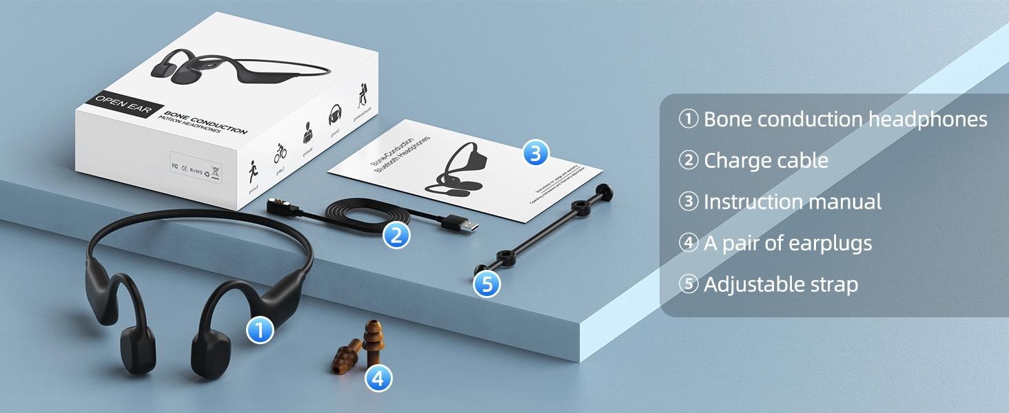 Wireless Bone Conduction Earphone, Waterproof & Sweatproof Headphone with Microphone, Bluetooth-compatible Fitness Earbuds for Running, Cycling, Hiking, Driving, Audio, Water Resistant Earphones, Waterproof Headphones #GLOBAL PICKS