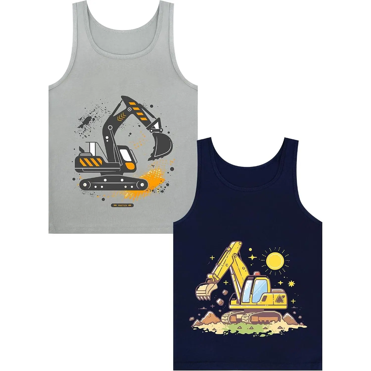 Boys’ Tank Tops Undershirts Soft Cotton Tagless 2 Packs Cute Design for Kids 2T-3T 4T-5T 6-7 8-11 12-14 16