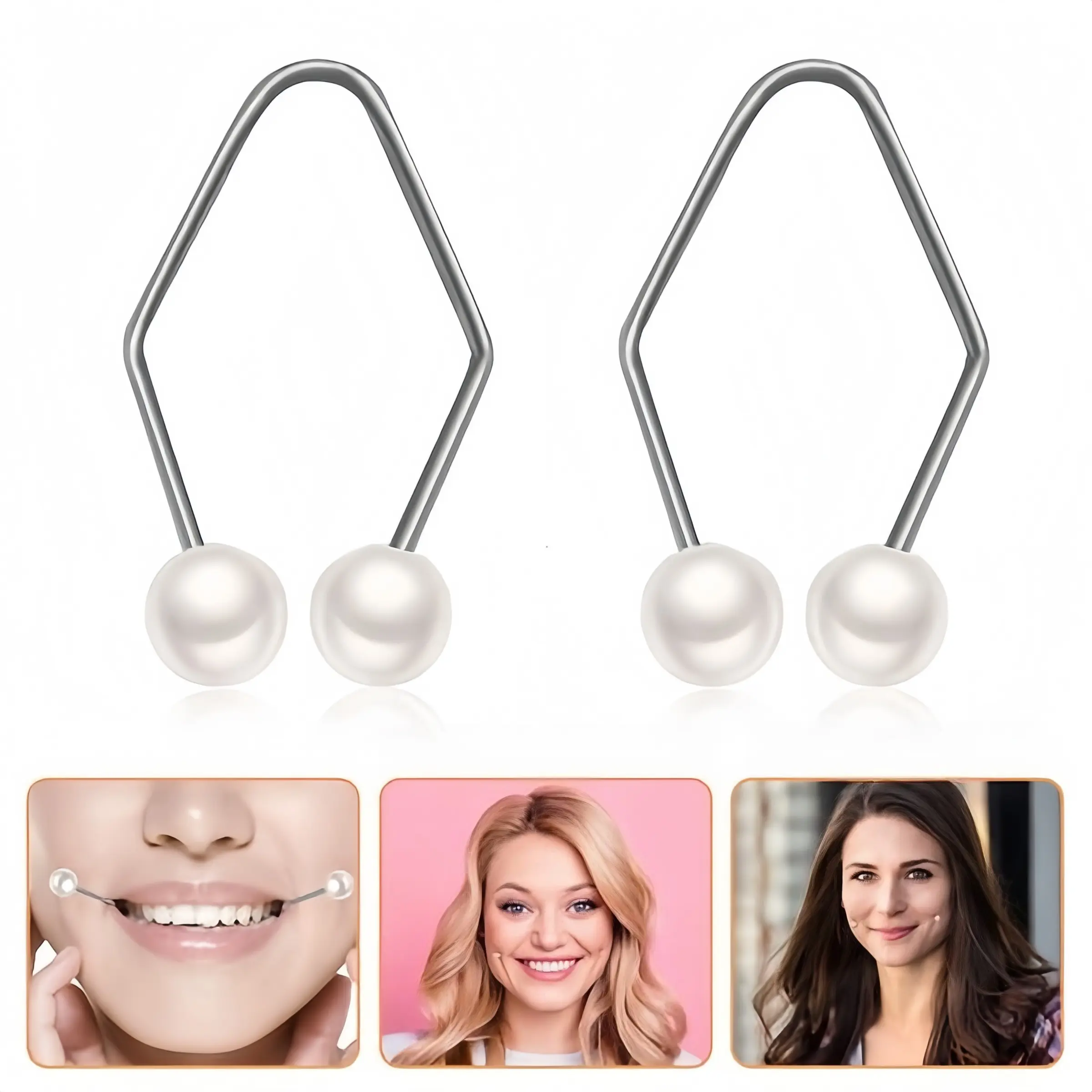 Facial Dimple Enhancer Set, Portable Smile Booster, Muscle Training Tool, Facial Massage Roller, Aesthetic Lip Stud, Contour Shaper
