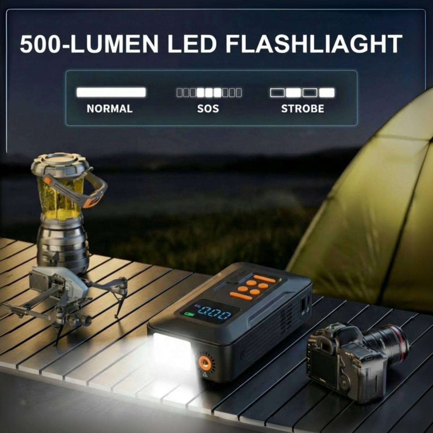 Anqva Q3 Jump Starter with Air Compressor, 3000A Portable Car Battery Booster (9.0 Gas/6.5L Diesel) with 150PSI Auto-Shutoff Tire Inflator, 12V Supersafe Lithium Jump Box Car Battery Jumper Starter