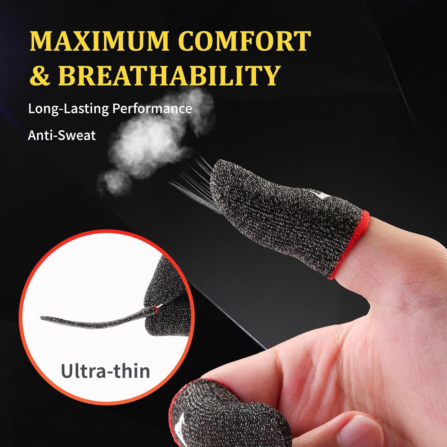 6 Pack Finger Sleeves for Gaming,Thumb Sleeves for Mobile Gaming,Anti ,Ultra Thin,0.15mm  Fiber,Suitable for  Gamers,Gaming Finger Gloves for PUBG COD Dedales Gamer,Covers