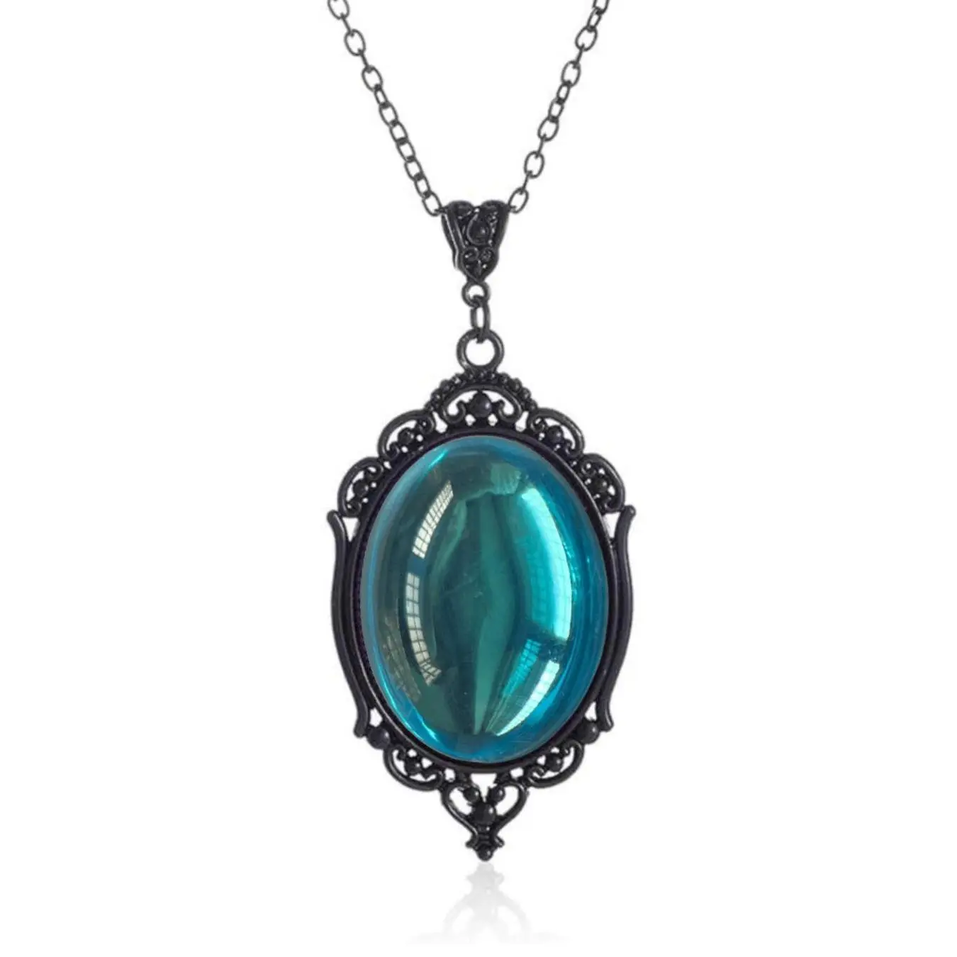 100% New AA+++ Female Gothic Vampire Cameo Pendant Necklace, Pink-Green Cameo Pagan Witch Satanic Demon Halloween Magic Costume Jewelry Accessory