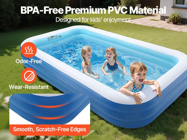 VEVOR Large Inflatable Swimming Pool, 118x67x20 in Blow Up Model with Repair Patches, for Family Summer Use (Home Improvement & Building Supplies, Outdoor Swimming Pool), Swimming Pools
