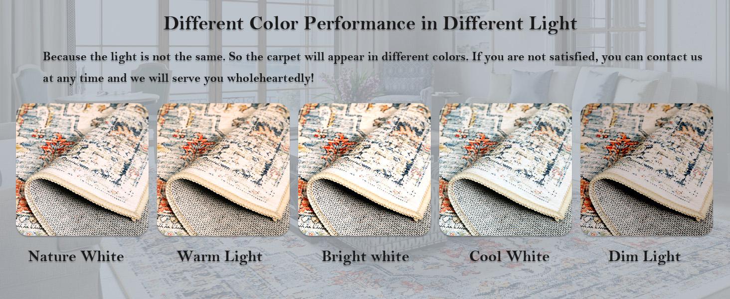 BESTSWEETIE Washable Rugs Vintage Area Rugs Boho Rugs for Living Room Carpet for Bedroom Living Room Kitchen Distressed Indoor No Pile Anti-skid Non-slip for Home Decor Decorative Floor Mat