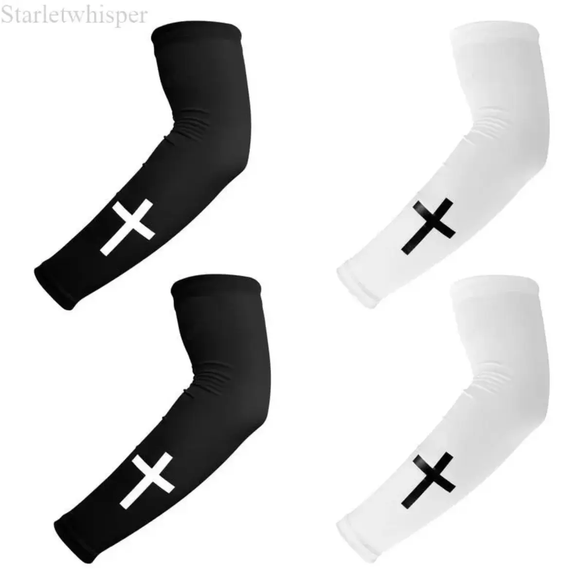 2 Pair Christian Cross Arm Sleeves for Men and Women, Polyester Compression Sleeves with UV Protection for Football, Basketball, Running and Cycling
