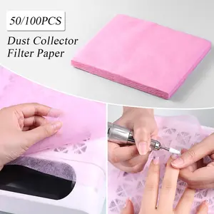 50/100 PCS Disposable Nail Dust Collector Filter Paper, Pink/Blue Non-Woven Fabric Replacement Filters for Nail Tech Dust Collector, for Home Manicure, Pedicure & Professional Salon Use, Nail Care