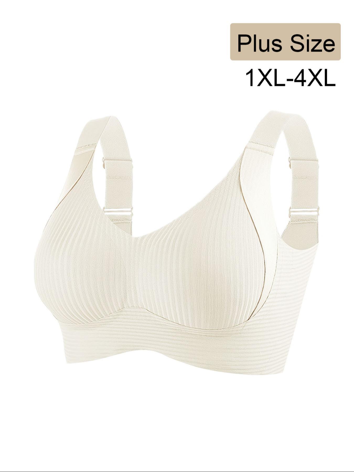 Women's Plus Size Seamless Underwire Bra, Lift & Support, Full Back Coverage, Light Thin Lining, Casual Daily Wear, Fitness Yoga Workout, Workout Ribbed, Yoga Activewear