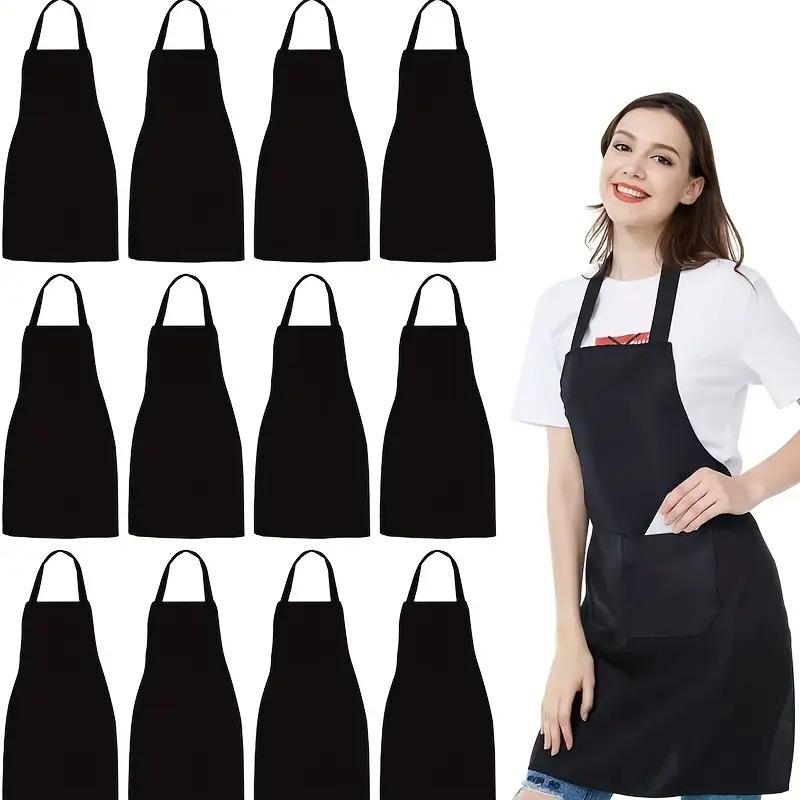 of 2 Durable Polyester Adjustable Neck Aprons with 2 Large Pockets - Neutral Color, Perfect for Cooking, Grilling, Barbecuing, Christmas Crafts, Machine Washable, Kitchen Cooking Aprons, Grilling Aprons | Adjustable Aprons | Polyester Aprons