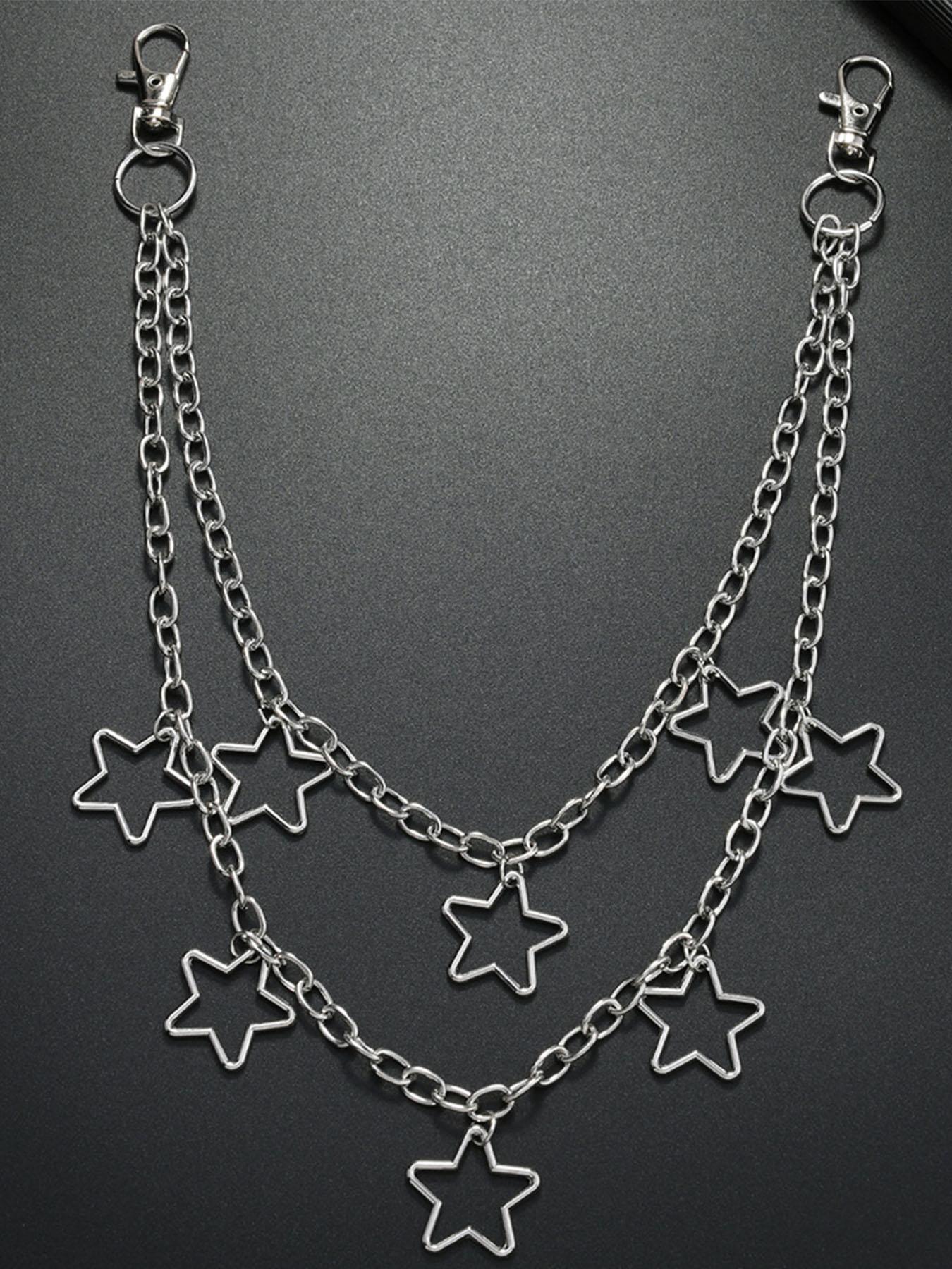 Punk Rock Metal Star Pendant Waist Chain, Unisex Street Dance Denim Accessory, Hip Hop Style for Men Women Daily Party Wear