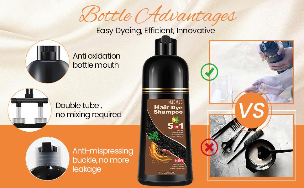 Natural Blonde Brown Hair Dye Shampoo – 5-in-1 Herbal Formula for Men & Women, Long-Lasting Color in 10-15 Mins, Instant Color Shampoo Hair Shampoo Champu Con Tinte Para Canas, Paraben-Free & Hypoallergenic 16.9 Fl Oz Haircare