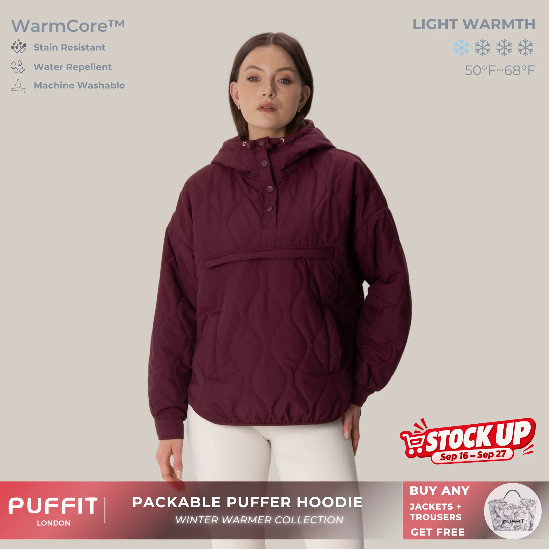 PUFFIT WarmCore Premium Women's Packable Baggy Fall Puffer Hoodie Coat Comfortable Quilted Lightweight&Warm Womenswear Water Repellent&Stain-Resistant Jacket Outerwear with Large Pocket,Plus Size Fit Fall Winter,Dog Walking,School Running,2026 Shopping