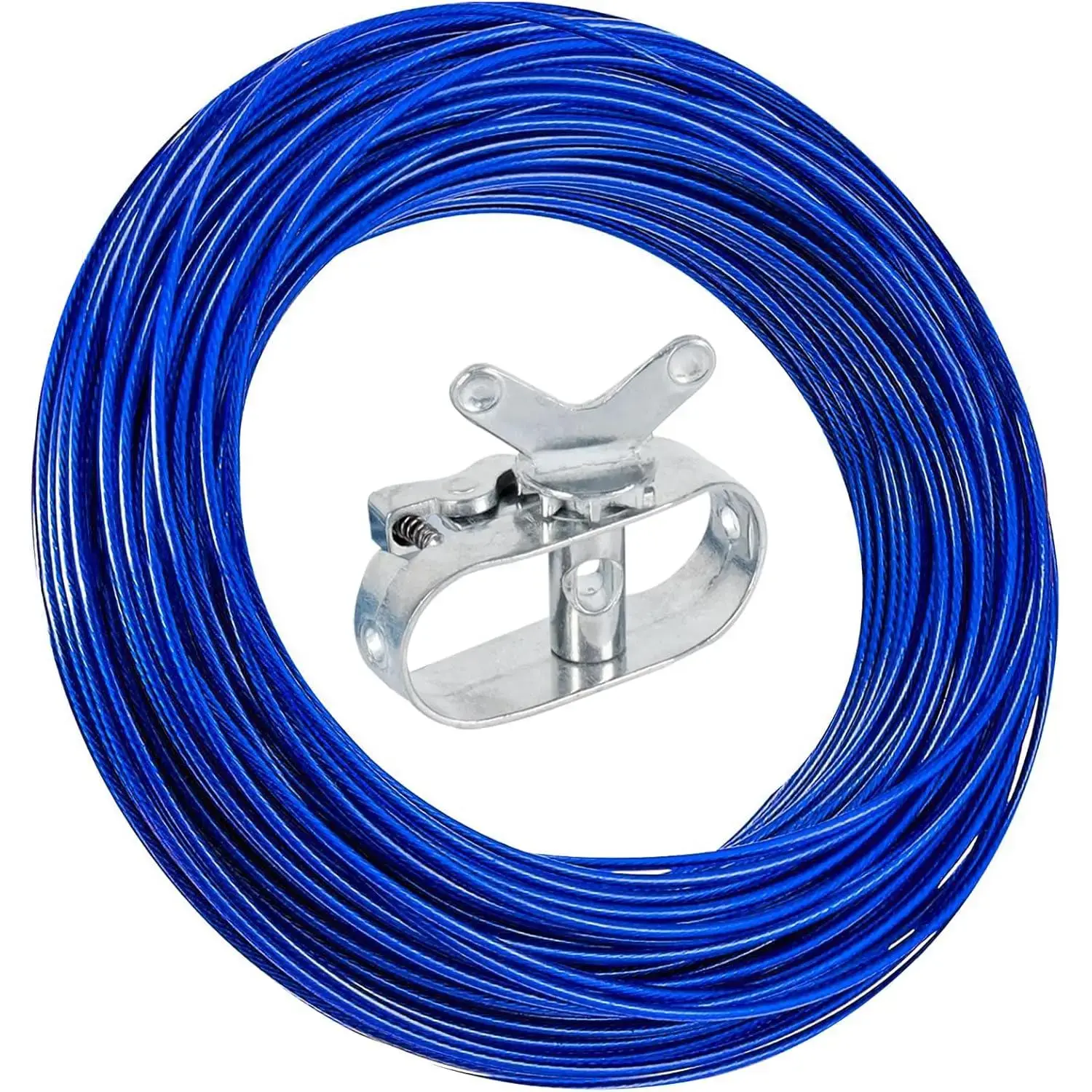 Heavy-Duty Blue Ratchet Cable & Winch Kit for Above Ground Pool Winterization, 102 ft Length, Fits Round, Oval, Rect Pools