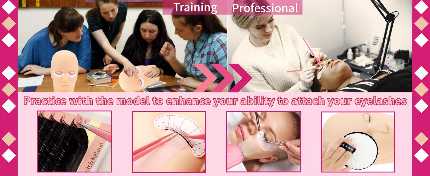 Lash Eyelash Extension Kit, Lash Kit for Eyelash Extension Beginners, with Mannequin Head, Individual Lash Glue, Eyelash Remover, Fan, Lash Extension Supplies Tools for Practice Training