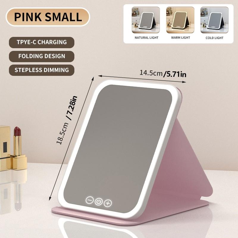 LED Light Foldable Makeup Mirror, Smart Touch Control, Durable, Lighted Desktop Mirror, Table Desk Mirror, Bathroom Living Room Decor Makeup, Daily Gift