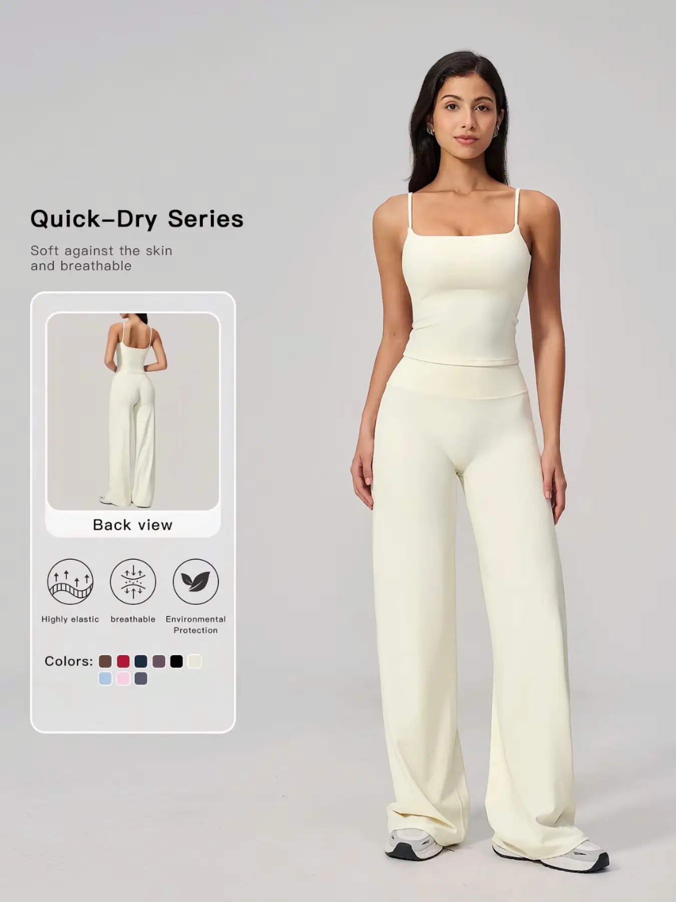 Women's Sporty Yoga Set, Tight-Fitting Wide-Leg Pants & Casual Sports Tank Top, Outdoor Running Fitness, All-Season Wear, Sports Activewear Set, Stylish Daily Wear