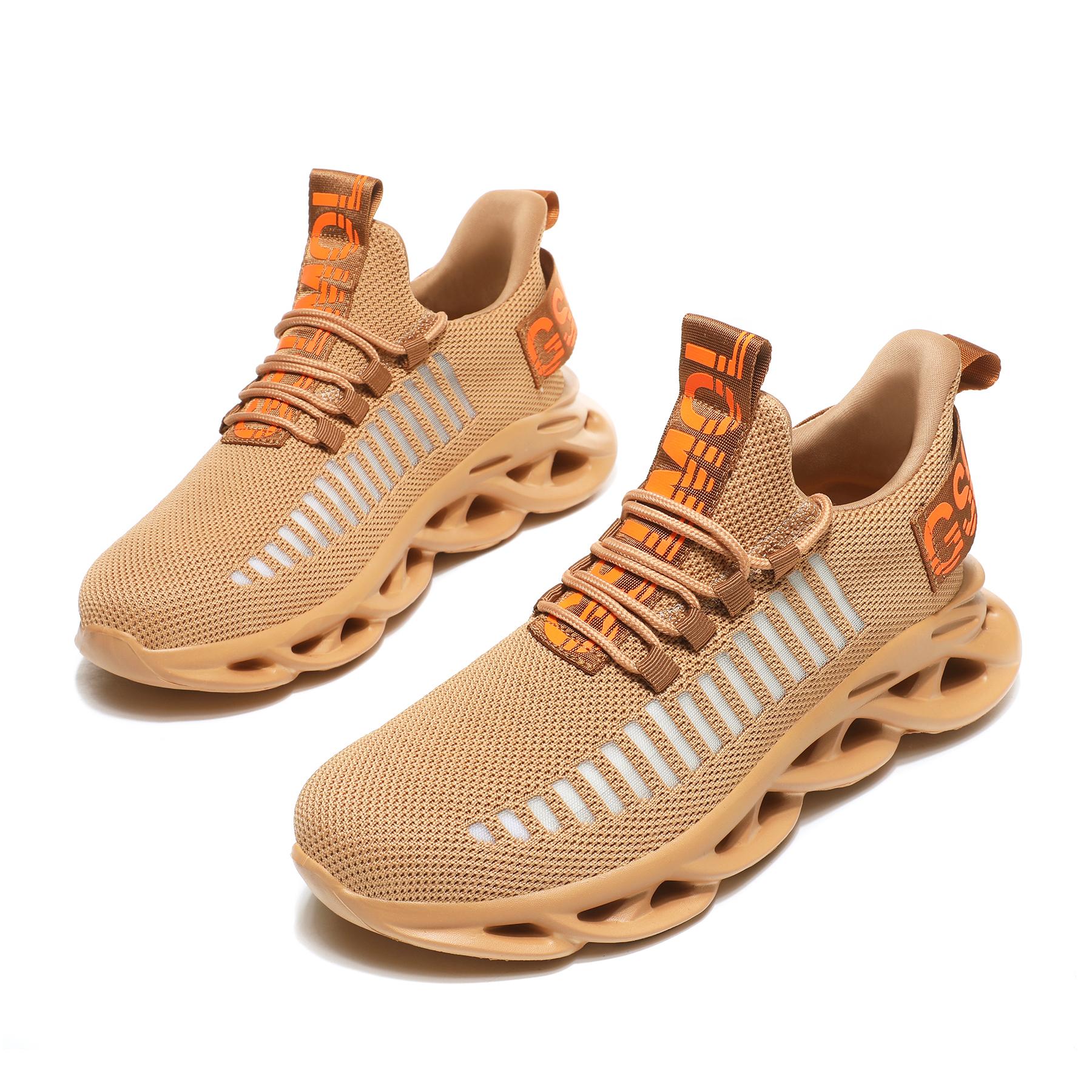GSLMOLN Men's Ultra-light Textured Design Color-block Lace-Up Trainer Casual Twist Sole Comfortable Sports Running Shoes for Outdoor or Daily Wear Slip Resistant Fathersdaygift Super Breathable Mesh Vamp Lightweight Soft Comfortable Wash resistance outdoo