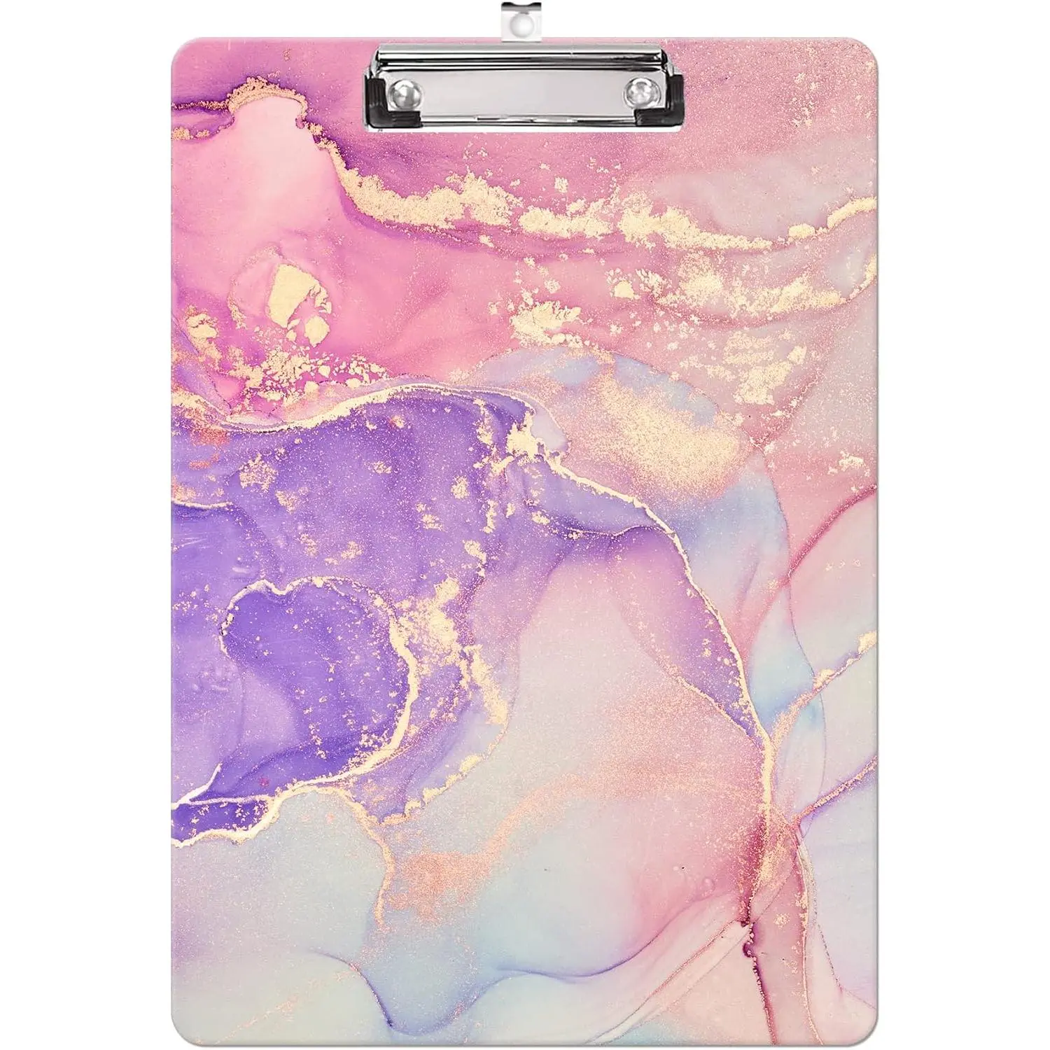 Fashion Clipboard, A4 Letter Size Wooden Decorative Clipboards for Teacher, Nurse, Doctor,Student and Kids, Cute Design for Standard Size 12.2" x 8.9" (C-Pink Purple Marble)