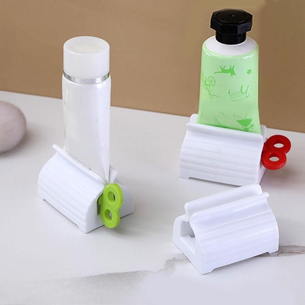 No-Install Toothpaste Squeezer with Strong Adhesion Roller, 360° Rotation for Full Squeeze, Non-Slip & Waterproof Holder, Bathroom Countertop Organizer for Tubes.