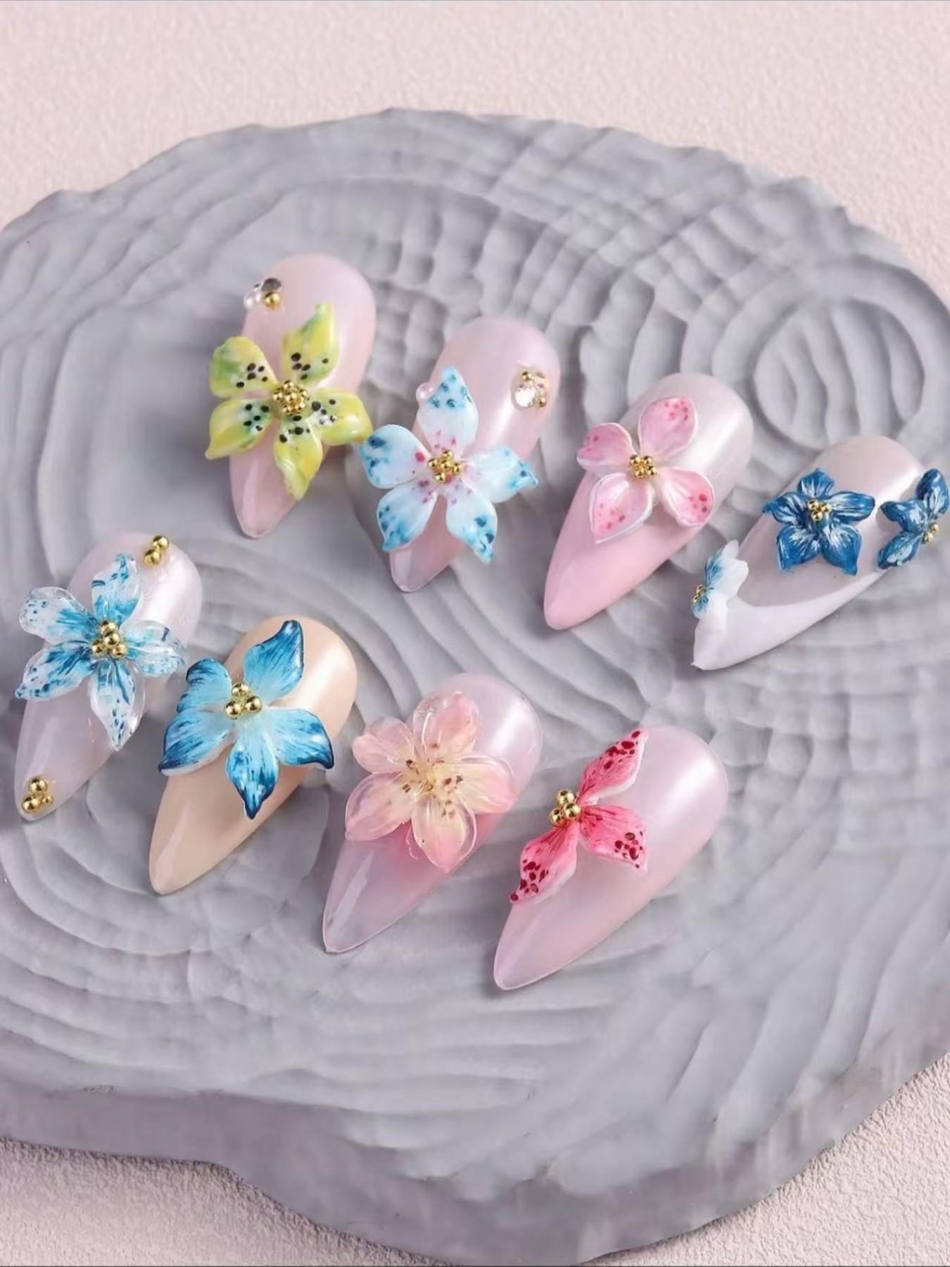 Lily Flower Nail Art Mold, 3D Embossing Carving Mold for Hibiscus & Petals, DIY Design Tool for Press on & Acrylic Nails