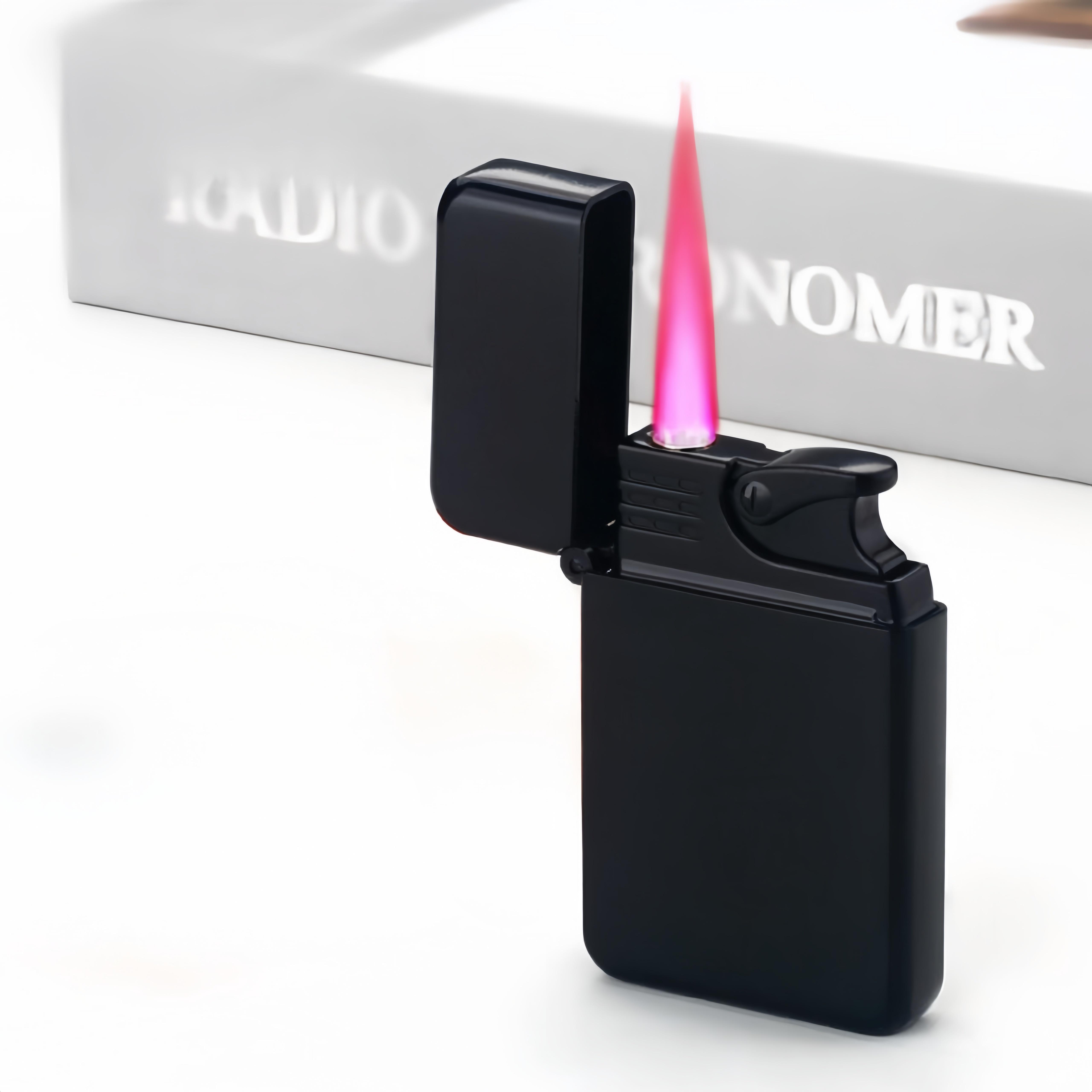 Wind-Resistant Metal Torch Lighters with Red Flame & Dragon Design, Adjustable Flame, Refillable Butane Gas Lighters for Camping, Bbq & Outdoor Use, Cool Gift for Men (Butane Not Included)