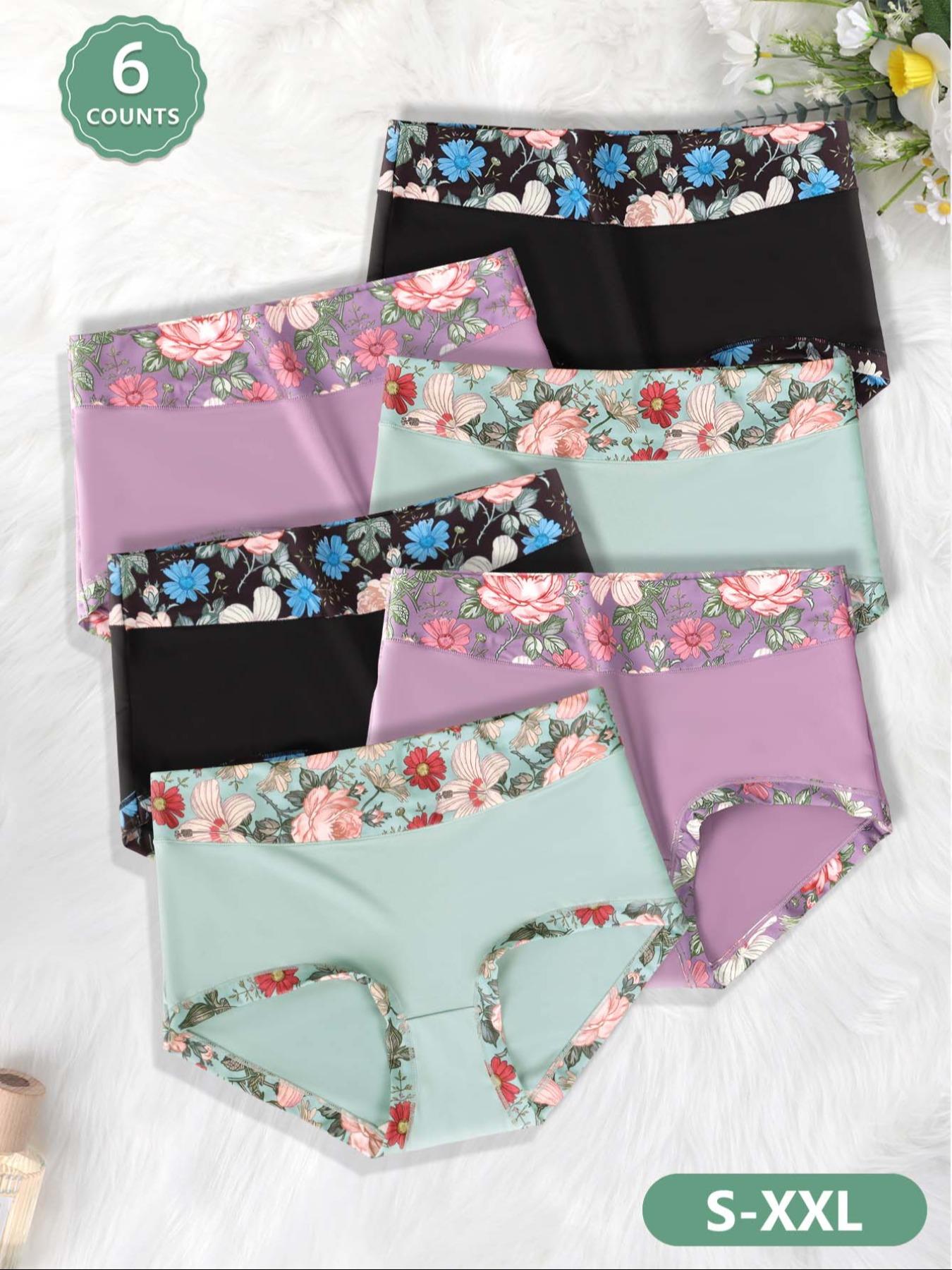 Women's Floral Print High Waist Panty, High Waisted Briefs, Soft Comfy Breathable Knicker for Daily Wear, Underwear for All Seasons, Women Underwear Pack, Womenswear, Casual Elegant Panty