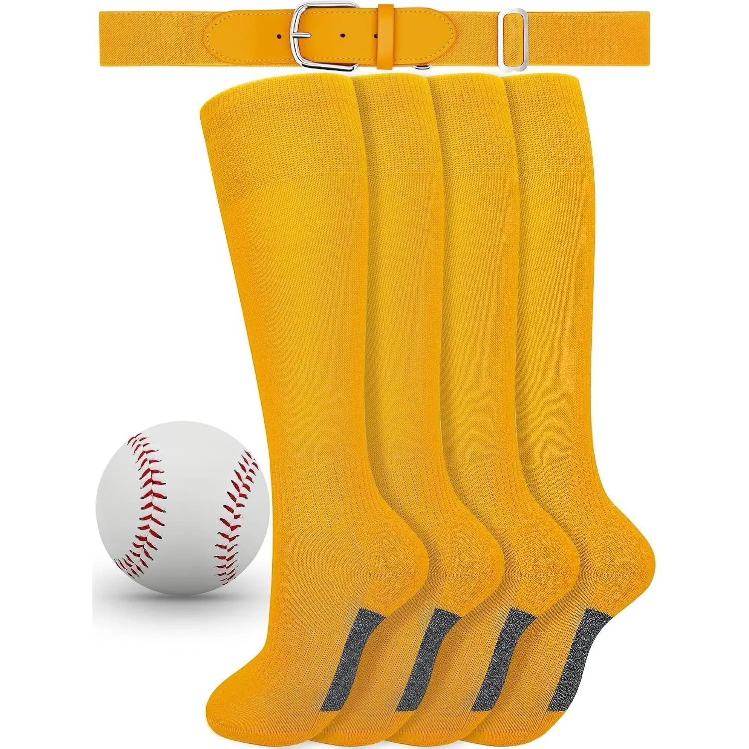 4 Pcs Baseball Socks and Belt Combo Set Royal Blue Softball Socks Tball Soccer Adjustable Breathable