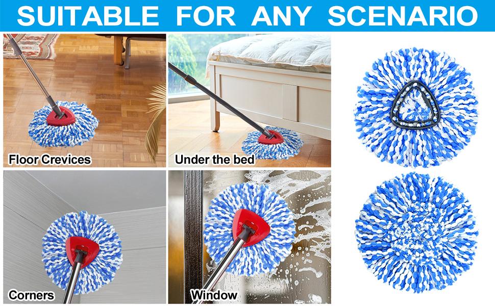 (only fit 2 Tank System) 10 Pack Mop Replace Heads Compatible with O-Cedar Easywring Rinseclean 2-Tank System, Spin Mop Head Replacement, Microfiber Mop Refills for Deep Cleaning, Washable and Reusable Household Items mop and bucket set