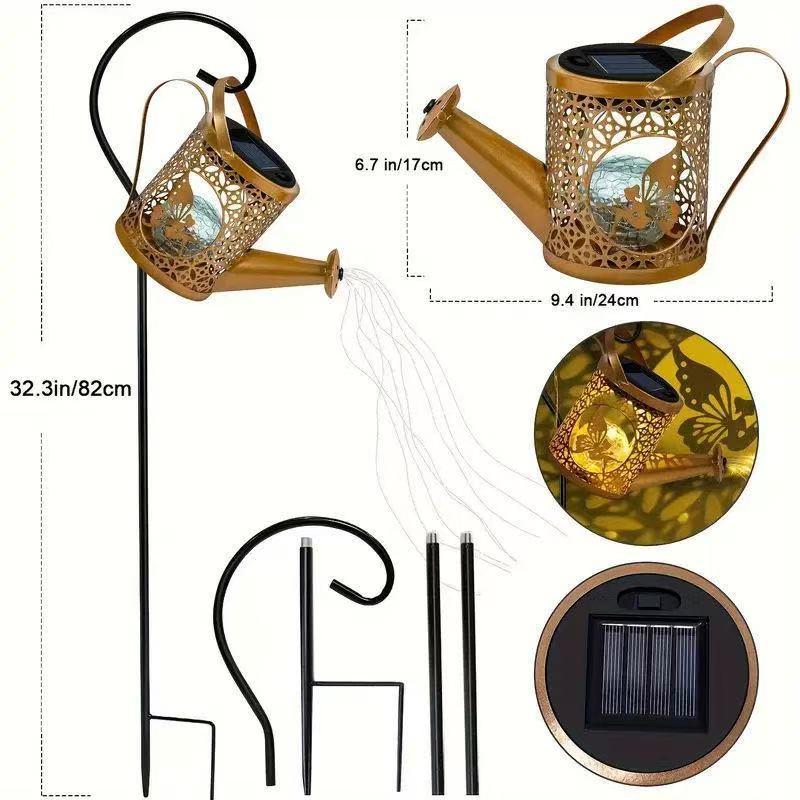 Solar Watering Can Lamp, Waterproof Outdoor Garden Decor, Large Hanging Solar Lantern Fairy Light, Ideal for Patios, Porches, Yards, Gardens, Paths