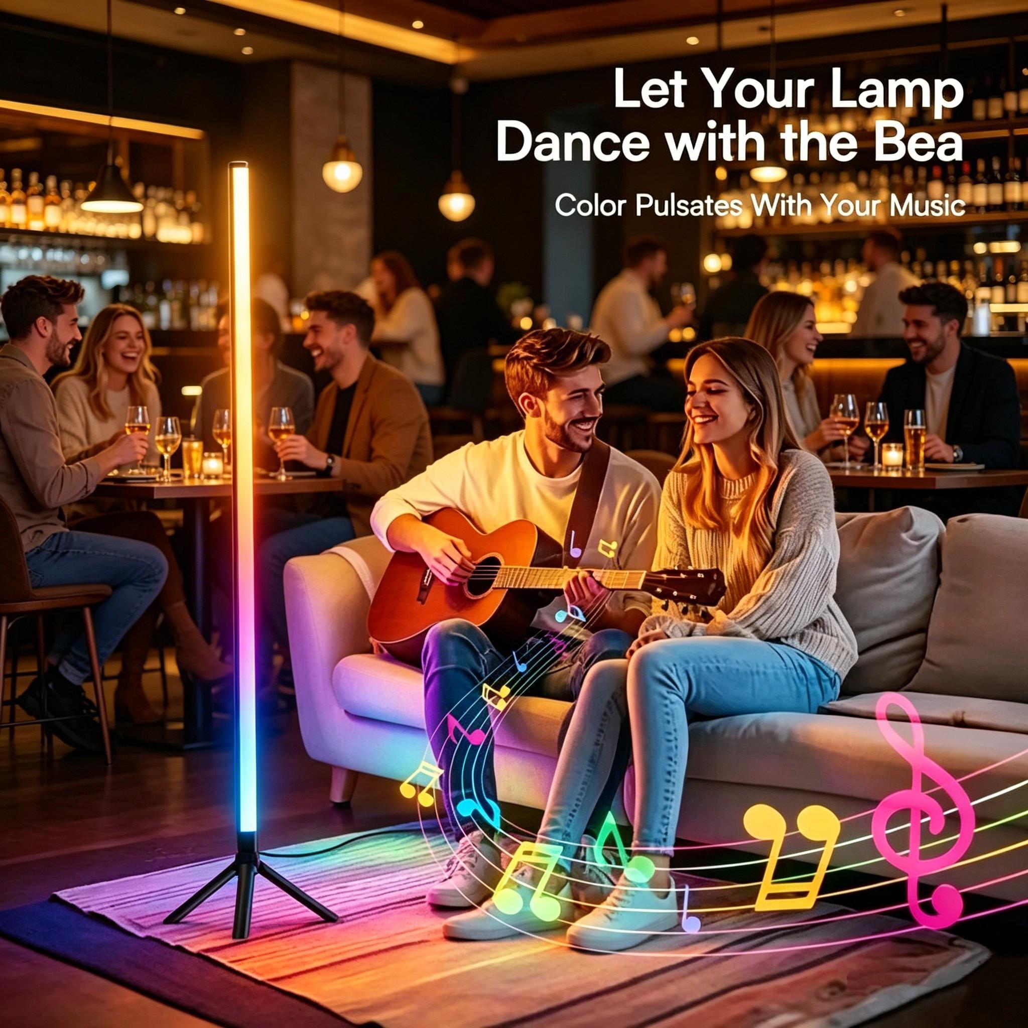 39.37 Inch Floor Standing Ambient Light, Rgbw LED Strip, Button Control, Music Sync, Multi-Color Scenes, USB Powered, Ideal for Bar, Bedroom, Party Decor
