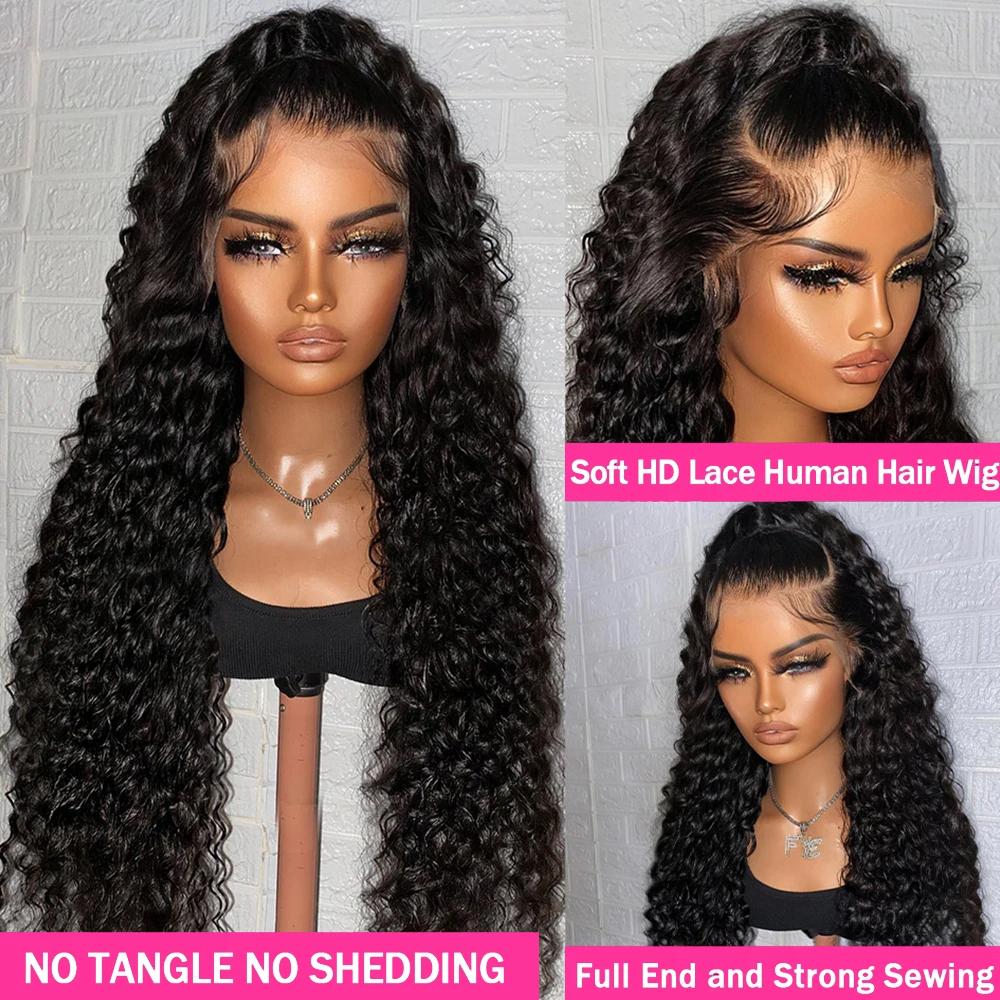 Bling Hair Water Wave Frontal Wig Transparent 13x4 13x6 Deep Wave HD Lace Frontal Human Hair Wigs Curly Human Hair Lace Frontal Wigs For Women