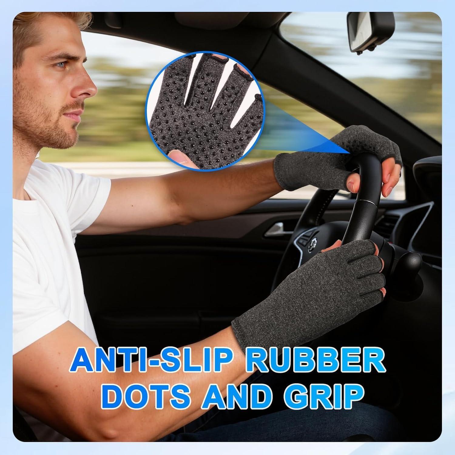 Daily Wear Anti-slip Compression Hand Gloves, Popular Unisex Fingerless Hand Care Gear, Ergonomic Typing Protection Hand Cover, stable wearing effect and anti-slip palm design, great for office typing, home daily use and leisure hand maintenance