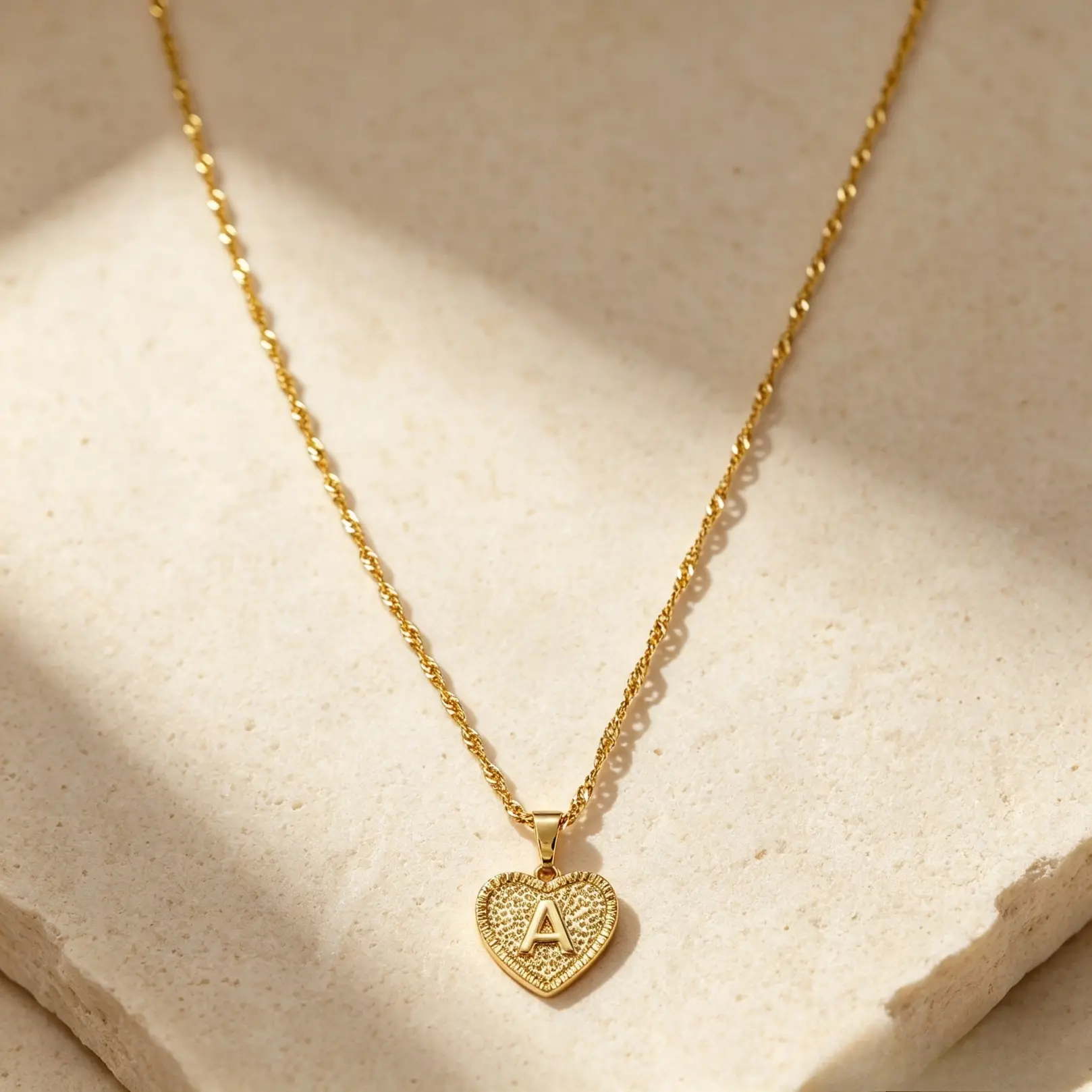 VENOCO Heart Initial Necklace for Women Gold Plated Dainty Heart Pendant Initial Letter Necklaces, Handmade Engraved Alphabet Monogram Necklaces Jewelry Gift Idea for Women Teen Girls