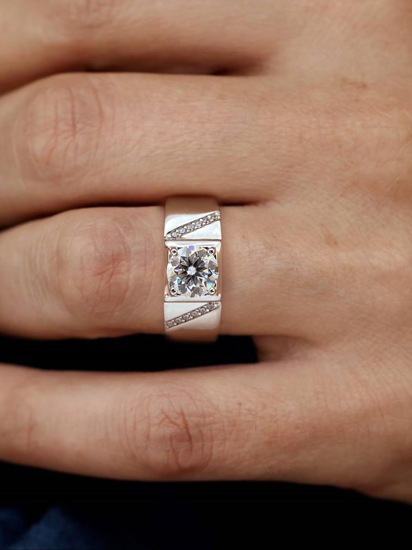 S925 Sterling Silver Synthetic Moissanite Ring, Simple Atmosphere Ring for Men, Eternal Promise Wedding Engagement Ring, Fine Jewelry Anniversary Gift, Engagement Wedding Rings