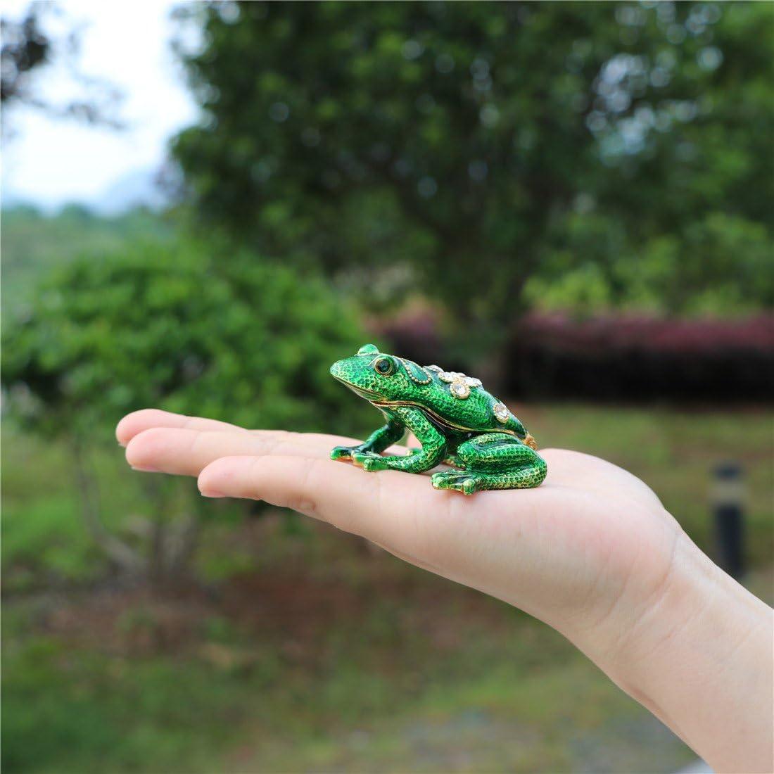 drill frog Trinket Box Hinged Hand-painted  Figurine Collectible Ring Holder