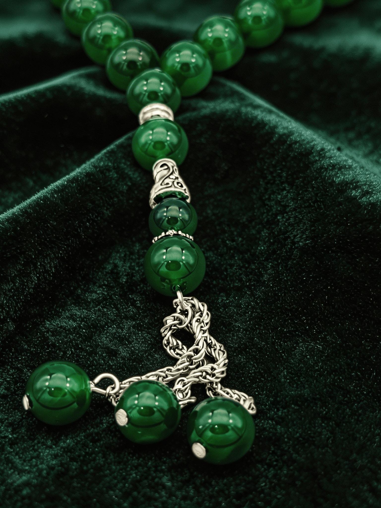 Authentic Agate Tasbih, Handcrafted Islamic Prayer Beads, Striped Design, Metal Chain, All-Season Accessory, 1pc