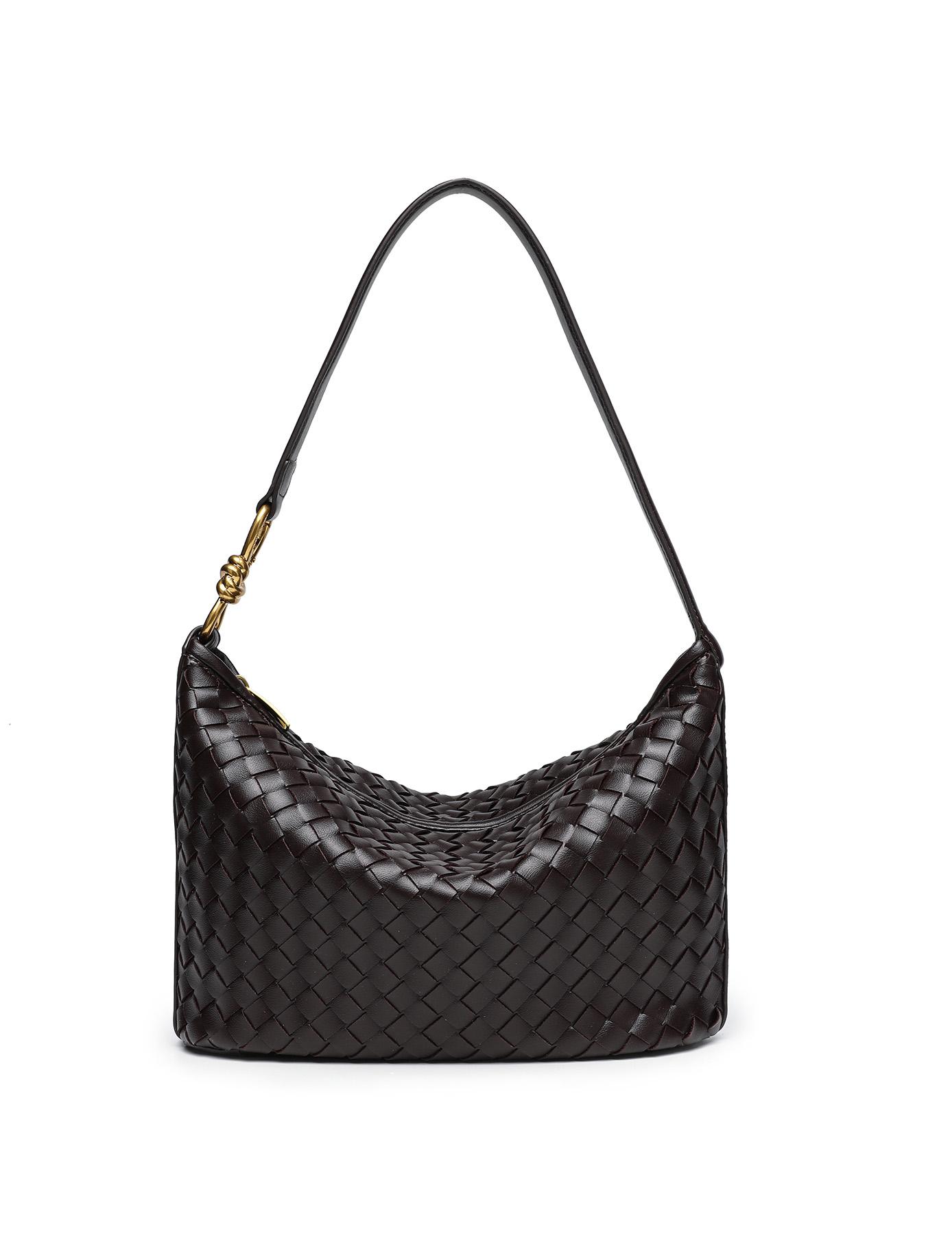 Handmade Woven Bag for Women, Single Shoulder Crossbody Bag, Vintage Resort Style, Soft Leather Texture, Versatile and Stylish