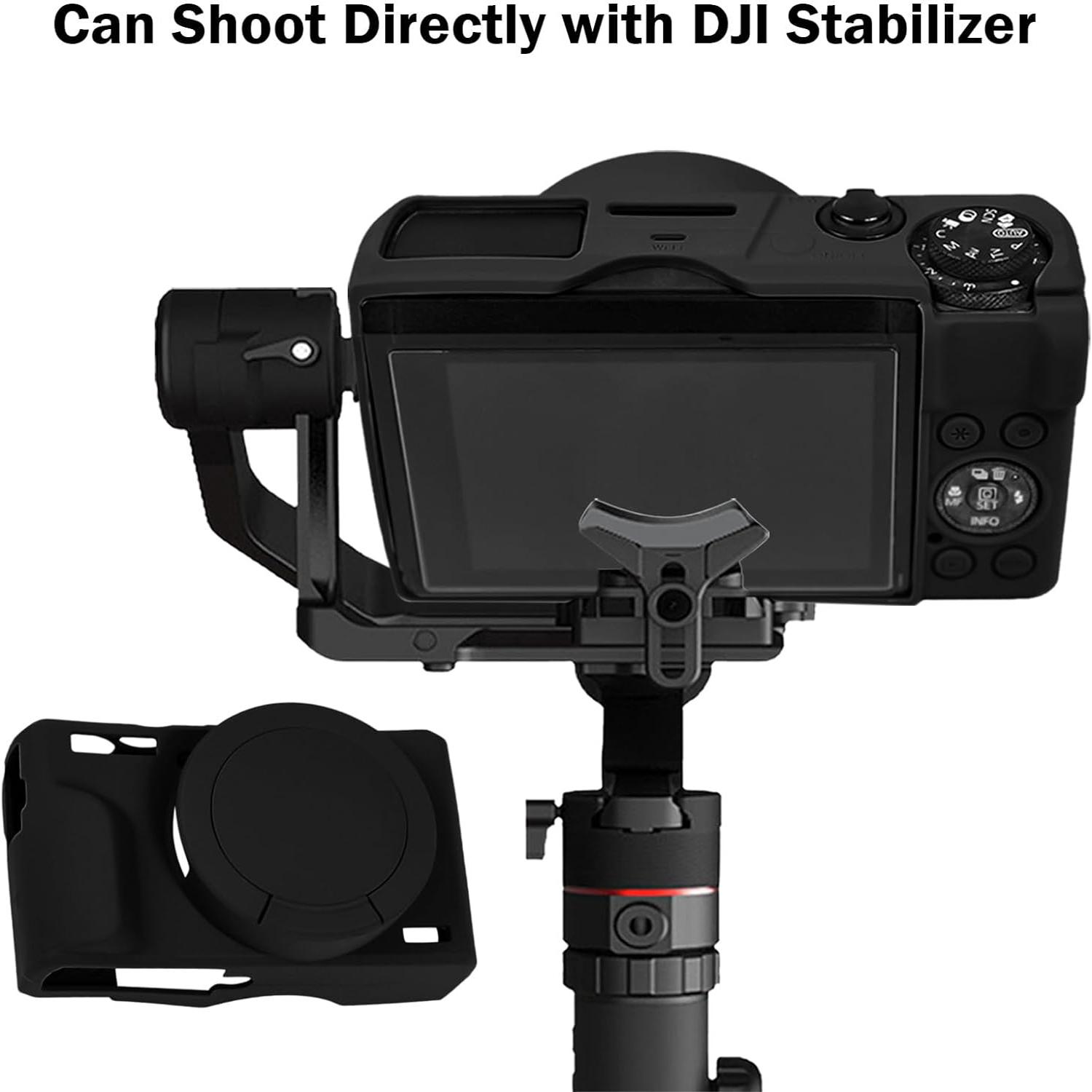 Silicone Camera Case with Removable Lens Cover, Soft Silicone Protective Cover, Camera Accessories, Camera Protector Compatible with Canon G7 X Mark III