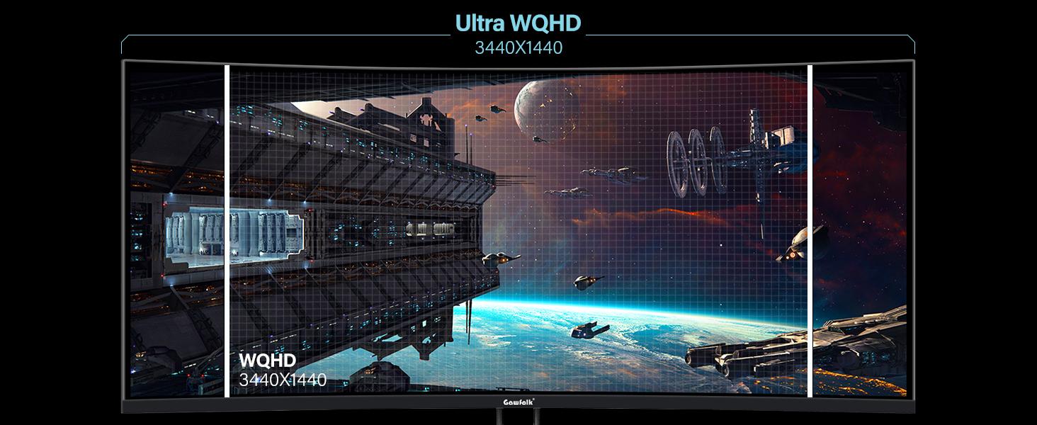 34 Inch Ultrawide Curved Gaming Monitor, 1500R PC Screen 165hz UWQHD 3440x1440, Curved Computer Screen with FreeSync,Multi-Directional Adjustable Base