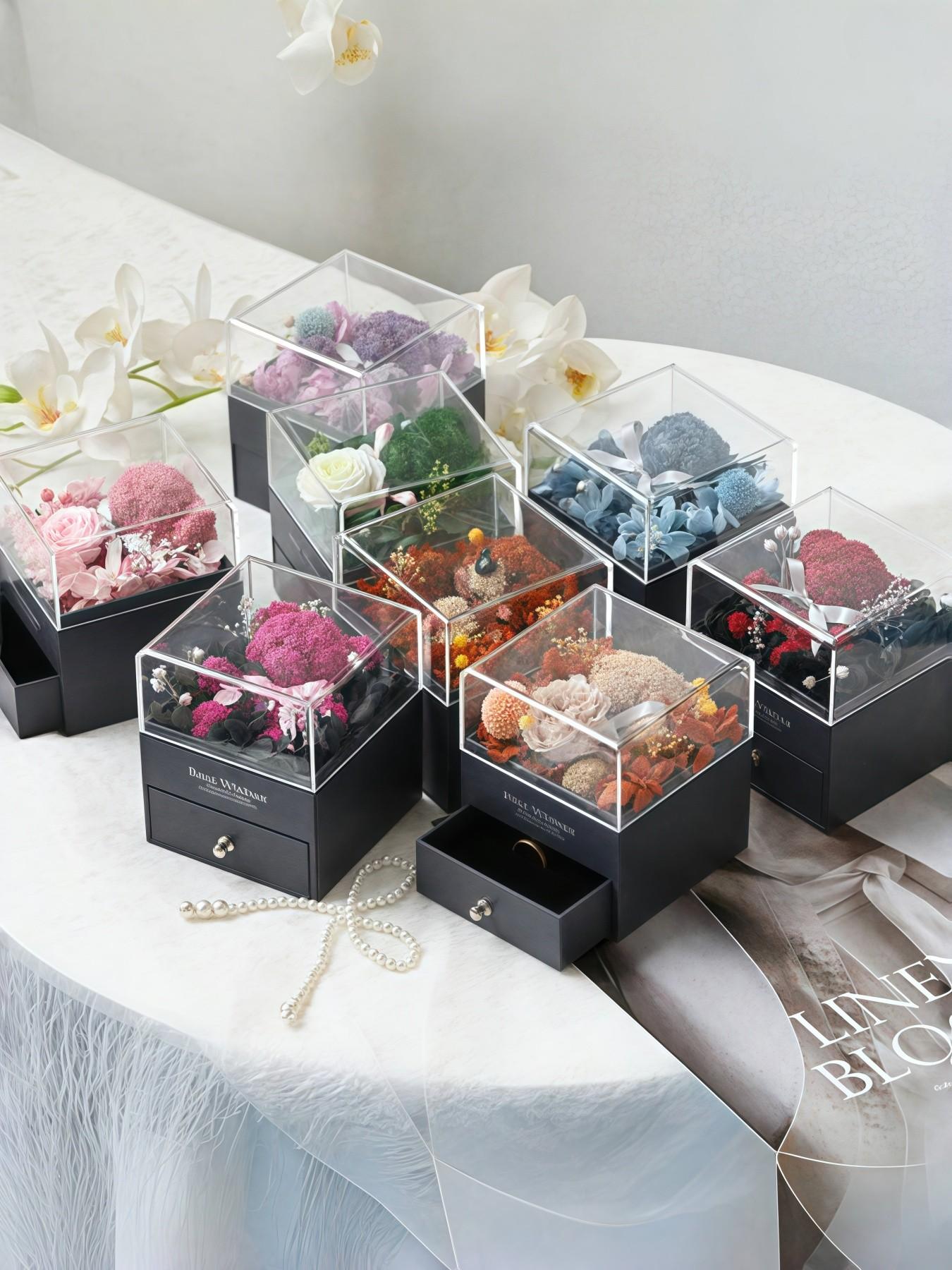 "Blue Diamond Stardust" — Elegant blue pentagram sapphire necklace with preserved rose & eco-friendly moss teddy bear gift box. A perfect mysterious gift for festivals, dates, birthdays for wives or daughters, and Valentine's Day.