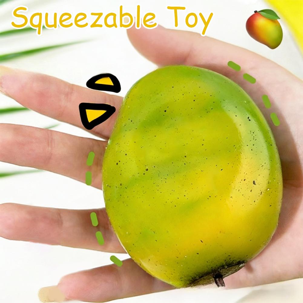 Mango Squishy Slow Rising Crystal Mud Home Decor Party Favors, Strawberry Fruit Squishies Sensory Fidget Toys for Adults & Kids