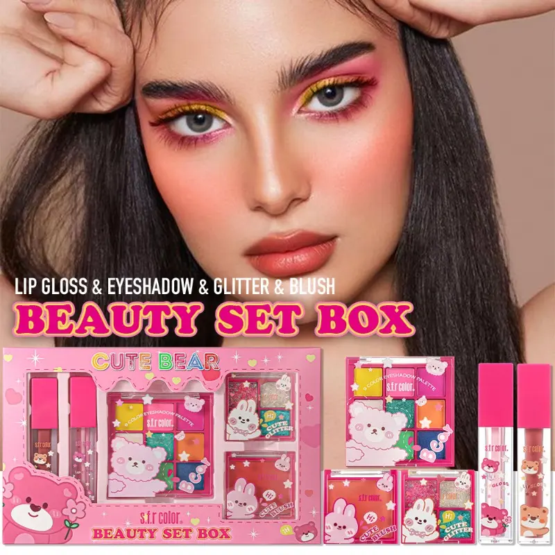 Complete Beauty Set Princess Cosmetic Box with Lipsticks & Eyeshadows, Ideal Birthday Gift for Girls & Students